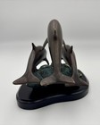 San Pacific International Bronze Dolphin Sculpture Riding The Waves