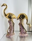 2 Vintage Mid-century Modern Art Deco Style Gold Flamingo Ceramic Figurines