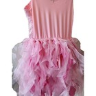 Birthday Party Kids Girls Tulle Tutu Dress Formal Wedding Size 6 Pink Headband 