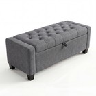 Ottoman Bench 51  Storage  Upholstered End Of Bed Bench For Bedroom Gray