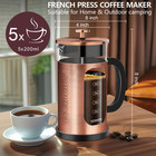 French Press Coffee Maker Glass Stainless Steel 34oz Large Copper Coffee Pot