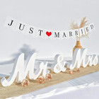 Large White Mr And Mrs Sign For Wedding Table  Wooden Letters  Just Married Bann