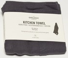 The Organic Company Herringbone Cotton Kitchen Towel Dark Grey  33 8  X 20 8  