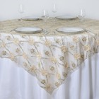 Champagne Flowers Lace 72x72  Table Overlay Sparkly Wedding Party Catering Sale