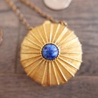 Vintage Estee Lauder Pendant Solid Perfume Compact Blue Lapis Necklace    