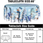 Winter Snowman Tablecloth Round 60inch  Blue Christmas Trees Balls Table Cover F