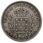 1881 Half Rupia India Portuguese Coin Luiz I Silver  mo4404- 