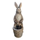 Spring Rabbit Bunny Ceramic Easter Basket Planter 12 5  Tall For Porch Or Table