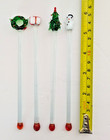 Christmas Drink Stirrers Swizzle Sticks Blown Glass Vintage  4-set   6   
