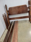 Vintage Mahogany Rice Carved Platform Queen Bed Frame