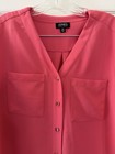 Jones New York Women   s Pm Petite Medium Pink V-neck Roll Tab Sleeve Barbiecore