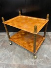 Rare Mid-century Spindle Bar Cart     2-tier Wood Trays  Mcm Design