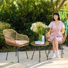 Barton 3-pcs Outdoor Bistro Patio Set W  Glass Table And Chairs Seat Cushion