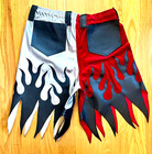 Men s Pro Wrestling Baggy Shorts Red Velvet   Silver W  Black Flames Sz L 38-40