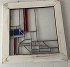 Leaded Stained Glass Window Panel In Handcrafted Wood Frame Kinder Symphony Like