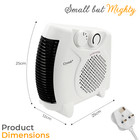 2 In 1 Fan Heater 2kw 2000w Small Portable Electric Hot Warm Air Upright Flatbed