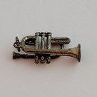 Vintage Sterling Silver Trumpet Horn Charm Pendant Wind Instrument Patina