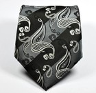 New Classic Paisley Black Gray Silver Jacquard Woven Silk Men s Tie Necktie