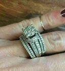 4ct Round Lab Created Diamond Engagement Ring Wedding Set 14k White Gold Plated