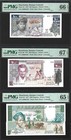 Mauritania Full Set 100  500   1000 Ouguiya 1975-1977 Picks  3a  3b   3c Unc