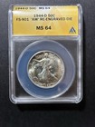 1944-d Walking Liberty Half Dollar Anacs Ms64  Fs-901    aw    Re-engraved Die