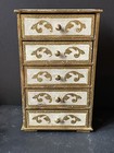 Large Vintage Italy Gold White  florentine Italian Antique Desk Jewelry Box Wood