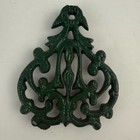 Vintage Set Of Three Cast Iron Mini Trivets - Owl  Fish  And Decorative Design