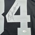 Framed Autographed signed Bo Jackson 35x39 Oakland Black Football Jersey Jsa Coa