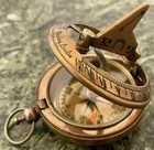 Antique Designer Pocket Sundial Vintage Compass New Push Button Full Brass 2 
