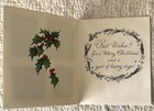 Unused Christmas Holly Berry Gold Embossed Vintage Greeting Card 1940s 1950s