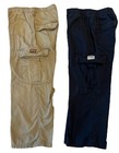 Osh Kosh Two Pairs Elastic Waist Khaki Navy Blue Cargo Soft Cotton Pants Size 8