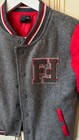 Kids Boys Bomber Jacket 7-8 Years Gray Red Quilted Sleeves
