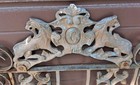 Fabulous Antique Victorian Ornate Cast Iron Fence Gate W Bronze Lions Top Crest