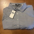 New  Rlx Ralph Lauren  110 Golf Shirt  Mens Xl  Blue   White Striped Nwt