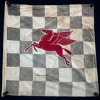 Early 36    Antique 1920s Mobil Pegasus Checkered Racing Flag Gas Oil Advertising