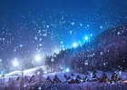 Beleco 7x5ft Fabric Winter Christmas Village Backdrop Blue 7x5ft Winter-003