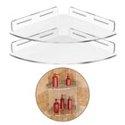 2x Clear Floating Shower Shelves Waterproof Bathroom Storage Organizers For Tile