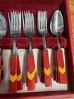 Vintage Cherry Butterscotch Chevron Bakelite Flatware Set 44pc Catalin Art Deco