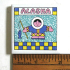Alaska Souvenir Magnet Eskimo Innuit Native Fishing Mini Trivet Tile