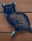Vintage 12  Cast Iron Painted Sitting Tuxedo Cat Door Stop Folk Art Black White 