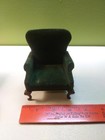 Vintage Dollhouse  Miniature  Green Velvet Upholstered Chair  Side Table    Lamp