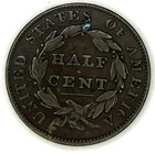     1835 Classic Head Half Cent 1 2c Xf     Rotated Die Sharp Strike Copper Coin
