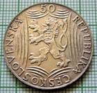 Czechoslovakia 1949 50 Korun  70th Birthday Josef Stalin Silver Aunc Patina