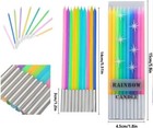 30 Count Rainbow Birthday Candles - Long Thin Cake Candles - Pastel   Macaron Co