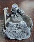 Vintage Dwarven Forge Pewter Wizard W  Crystal Ball     Unpainted Figure     1980s 