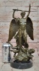 Handmade Real Bronze Archangel Saint Michael Statue Signed By Carpeaux Collectib