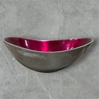 Vintage Mid Century Curved Egg Shaped Red Metallic Interior Aluminum Bowl Set