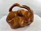 Hand Crafted Burl Wood Basket With Handle -mid Century Large - 16 x16 x4  Rustic