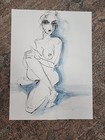 Cramolini Female Figure Quick Sketch Charcoal Drawing Orig Art Not A Print