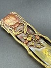 Japanese Brass   Copper Figural Page Turner W crab And Birds